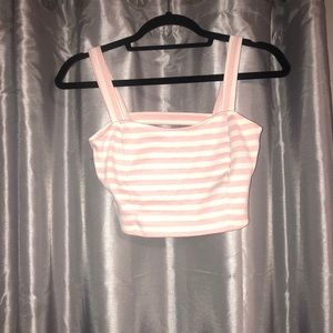 Pink and White Crop Top with strappy back